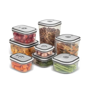 Potes Herméticos De Plástico Cinza Com 8 Unidades